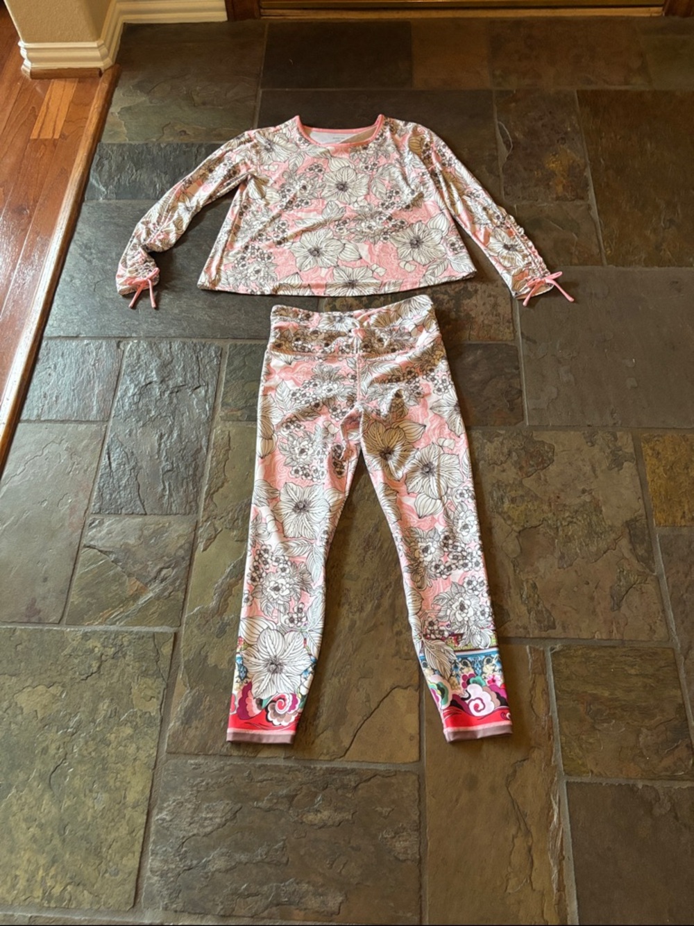 Johnny Was Pink Floral Long-Sleeve Activewear Set